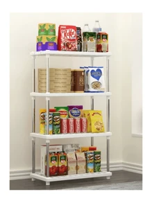 Estante de almacenamiento de 4 capas, plástico multifuncional, blanco