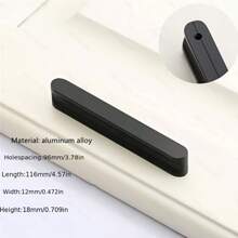 1pc Black Aluminum Alloy Cabinet Handle, Kitchen Drawer Pull, Knob Furniture Hardware - Multicolor - View 5