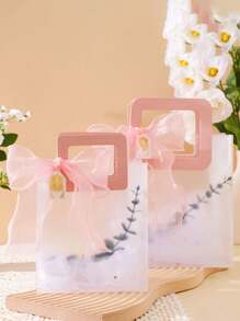 10pcs/1pc Frosted Transparent Round Handbag, Valentine's Day Shower Gift Bag, Wedding Gift Bag, Candy Bridesmaid Gift Bag, Jewelry Store Bag, Wedding Bridesmaid Gift Bag, Gift Packaging Bag, Clothing Shopping Bag Cute Handbag - Multicolor - View 2