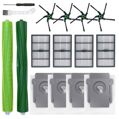 适用于 IRobot Roomba S9 S9+ S9 Plus (9550) S 系列清洁吸尘器配件主刷/滚刷/主刷侧刷 HEPA 过滤器和集尘袋的替换部件。