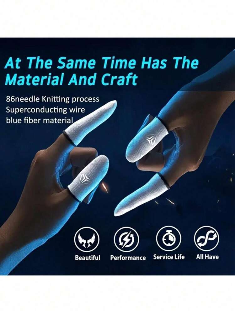 4個(2ペア)ゲームフィンガースリーブ 金属ケース付き、スマホゲーム