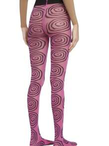 Women Stockings, Thin Elastic Dots Swirl Print Pantyhose Slim Fit Socks Tights For Club Party - 紫紅色 - 查看 4