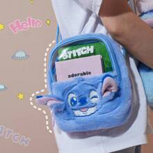 Miniso Disney Furry Series Cute Stitch Crossbody Bag With Adjustable Straps Ideal Gifts For Stitch Fans (Blue) (1 PC)