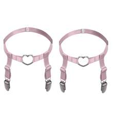 2 Pcs Adjustable Elastic Thigh Garter Belts Punk Gothic Heart Leg Garter With Metal Clip - Multicolor - View 10