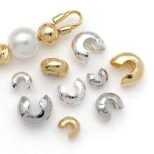 30pcs 18K Gold Plated Crimp Bead Covers Metal Half Round Open Copper Brass Crimp Beads Knot Covers Caps For Jewelry Making Findings 3/4/5mm - Buckle - View 2