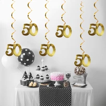 12 Peças Decorações Pendentes Espirais de PVC, Adequadas para Decoração de 50º Aniversário, 50º Aniversário de Casamento, Bottom de Festa