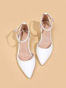 Wide Fit Women Spring/Summer New Open-Toe Pointed Toe Sandals, Fashion Versatile Low Heel Backstrap Outdoor High Heel Shoes