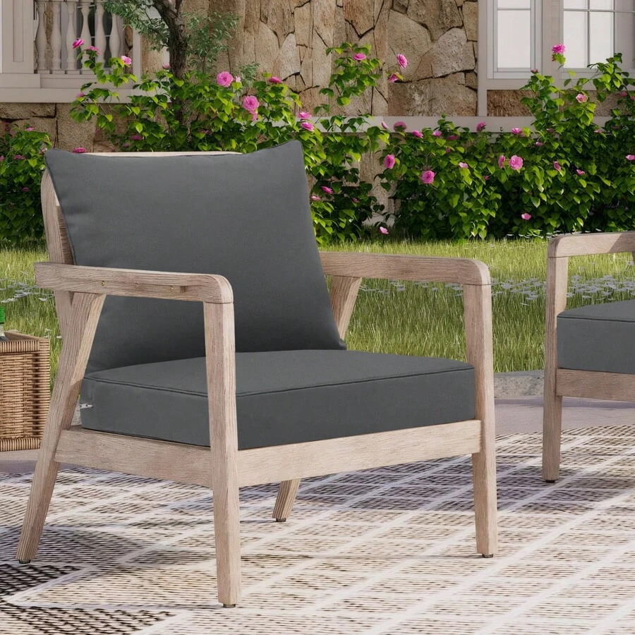 Outdoor Seat Cushion Set Waterproof & Fade-Resistant Patio Chair Cushions With Removable Cover, Deep Seat & Back Cushion Outdoor Patio Furniture Non-Slip Straps & Handle For Garden, Deck, Porch, Sofa Chair Cushion Set - Xám - Xem 1