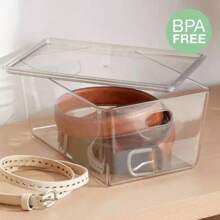 4L Stacking Clear Bin With Lid - Brightroom ™ : PET, Lidded, Stackable, Universal Storage, 10.15"X6.81"X4.52" - trắng - Xem 4