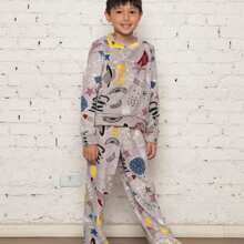 ***Check The Measurements Carefully*** Children's Pajama Set/Fleece Ultra Soft/Boy, Unisex. - Grey - View 2