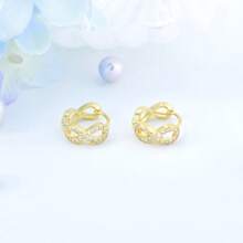 Women's Hypo-Allergenic Hoop Earrings, Gold Color Cubic Zirconia Infinite Earrings, Classic Minimalist Fashion Earrings, Birthday Gift