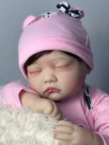 48 CM zachte vinyl slapende baby realistische rebornpop met 3D-beschilderde huid en vaatader, levende 19 inch pasgeboren baby met beschilderd haar schattige kunstcollectie voor kinderen (sommige onderdelen willekeurig, waaronder fopspeen, fles, luier, muts en kledingset)