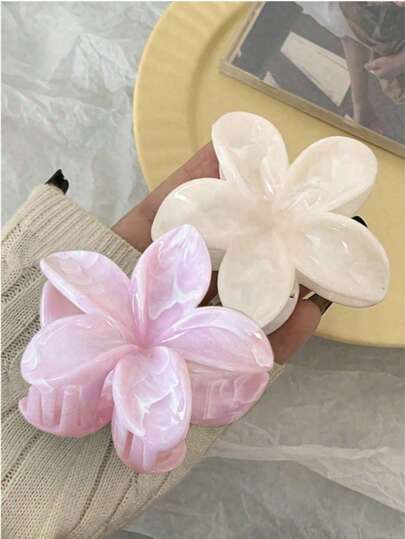 2pcs Pink & White 8cm/3.15in Floral Ombre Large Size Lightweight Plastic Hair Clips, Fashion Versatile High-End Elegant Minimalist Solid Color Suitable For Daily Outing, Leisure, Party, Commute, Vacation, Hair Styling, Face Washing, Makeup, Outfit Matching, Hair Tools, Curly, Fall, Hair Tools, Accessories Women, Fall, Travel, Women, Women, Hair Tools, Stuff, Beauty Accessories, Gifts, Travel, Gifts For Women, Stocking Fillers Women, For Adults, Stocking Fillers For Adult, Coming-Of-Age, Gift Ideas For Women, Beauty Gifts For Women Flower Hair Clip Fashion Hair Accessories Beach Claw Clips Summer Outfits