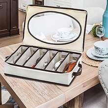 Hiceeden Silverware Organizer With Zipper Lid 16.5"*10.6"*3.5" Flatware Storage Box With Adjustable Dividers And Handles Portable Cutlery Holder Utensil Case For Spoon Fork Knife 6 Compartment - Nude1 - View 7