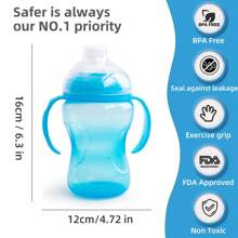 300ml Easy-Grip Double Handle Spill-Proof Hard Duckbill Cup, 1 Pack, 98g Baby Sippy Cup With Dust Cover & Silicone Spout, For Boys & Girls 6 Months+ - Uniform Color - View 2