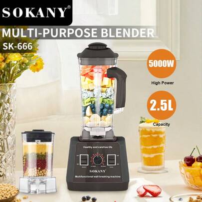  1 st SOKANY multifunktionsmixer, 2,5 liters kapacitet, kopparmotor, justerbar 9 hastigheter, vassa blad, mixar jämnare och hälsosammare, lämplig för kök, restaurang, hem, lätt att rengöra, bekväm att använda, enkel användning, kan användas som present till högtiderna