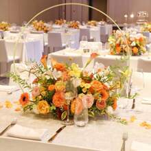 10Pcs Metal Floral Hoop Centerpiece With Stand For Table, 12 Inch Macrame Gold Wreaths Ring With Holders, Table Centerpieces, Gold Metal Rings For Making Wedding Table Wreath Decor, Wall Hanging Wreaths And Dream Catcher Crafts, DIY Wreath Rings For Wedding, Party & Birthday Decorations, Wedding Decor Gifts Graduation Party Decorations Bachelorette