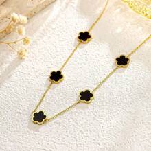 1pc New Stainless Steel Plant Shell Five Petal Necklace, Light Luxury Versatile Accessory - five petals necklace - View 3