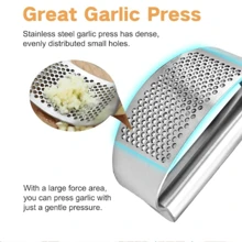 Manual Ring-Shaped Stainless Steel Garlic Press For Household Garlic Mincing And Garlic Mashing, Stainless Steel Garlic Pressure Rocker, Ergonomic Garlic Crusher With Handle, Rust-Proof Kitchen Garlic And Ginger Tools, Herbal Tools - Silver - View 6