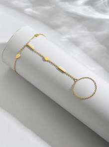 LIEBEIRIS 1 件 18K 镀金简约水滴手链，不锈钢，适合女性日常佩戴和送礼 - 金黃色 - 查看 3