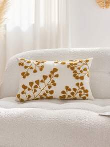 1pc Yellow Leaves Embroidered Decorative Pillow Cover, Suitable For Indoor Decoration, All Season, No Filler Included - Yellow - View 7
