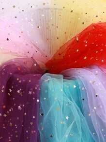 1pc Star & Moon Hexagonal Tulle Fabric, Handmade DIY Headpiece, Clothing, Dress, Flower Packaging, Soft Tulle