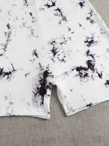 1pc White Ink Splash Print Casual Form-Fitting Jumpsuit - White - View 5