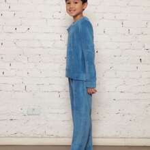 ***Check The Measurements Carefully*** Children's Pajama Set/Fleece Ultra Soft/Boy, Unisex. - 水鴨藍 - 查看 5