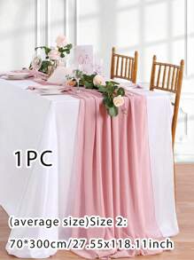 1 件 30x300cm/70x300cm/70x600cm 雪纺桌布，透明农舍风格半透明桌布，适用于婚礼、新娘、生日派对、餐桌装饰 - 肉粉紅色 - 查看 15