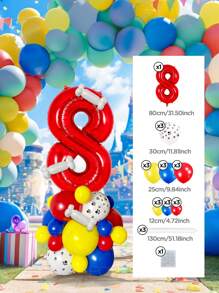 Set de 25 piezas que incluye: Globos con números del 0 al 9 de 32" en rojo/azul/dorado/rosa, Globos de látex con diseño de pata de perro de 12", Globos de látex mixtos de 10" en rojo, amarillo y azul, y Globos largos blancos con forma de hueso de perro. Adecuado para cumpleaños, aniversarios y eventos celebrativos. - Multicolor - Ver 15