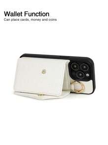 1 件钱包式手机壳带挂绳，斜挎皮革手机支架，防摔，适用于 Apple 17、17 Air、16e、15、14、13、12、11 Pro Max、14、15 Plus、Galaxy S21、S22、S23、S24、S25 Plus/Ultra、Pixel 5A 5G、6、7、8 Pro - 白色 - 查看 10