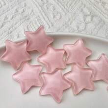 20 piezas/Paquete Decoración plana de resina con estrellas de cinco puntas de color rosa con brillo, materiales DIY para paredes, fundas de teléfono, zapatos, artesanía