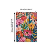 1pc Pink Floral Wall Art, Botanical Canvas Oil Painting, Pastel Blue Flower Poster, Colorful, Suitable For Bedroom, Living Room, Dorm, Farmhouse Decor, Framed Or Unframed - Multicolor - View 10