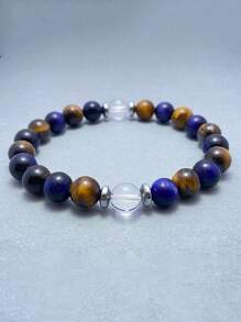 8mm Lapis Lazuli & Tiger Eye Protection Bracelet Courage, Self-Confidence, Focus, Crystal Beaded Bracelet For Healing And Meditation Spiritual Jewelry For Women Men-Daily Wear - Multicolor - View 6