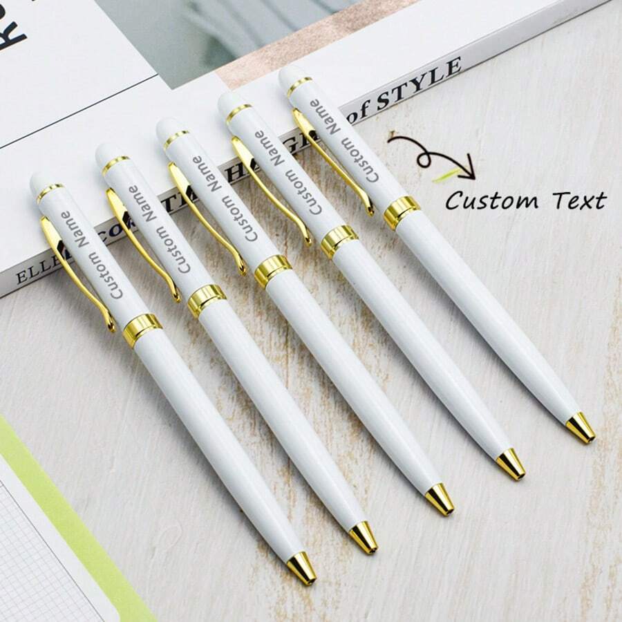 1/5/10 Chiếc Bút Bi Cá Nhân Hóa, Có Thể Tùy Chỉnh Tên, Bút Xoay Kim Loại Màu Trắng, Thích Hợp Cho Ngày của Mẹ, Ngày Nhà Giáo, Sinh Nhật, Đám Cưới, Ngày của Cha, Ngày Tưởng Niệm, Khai Giảng, Lễ Tốt Nghiệp, Quà Tặng Độc Đáo Cho Gia Đình, Bạn Bè, Bạn Học, Giáo Viên, Khách Hàng, Đa Chức Năng, Trang Trí, Tái Sử Dụng, Hiện Đại, Đầy Màu Sắc, Dễ Thương, Cổ Điển, Hoạt Hình, Kawaii, Tùy Chỉnh, Cá Nhân Hóa, Độc Đáo, Được Tùy Chọn, Công Nhân, Khách Hàng, Học Sinh, Dùng Cho Doanh Nghiệp/Công Việc/Văn Phòng, Dùng Cho Trường Học, Văn Phòng & Đồ Dùng Học Tập, Trang Trí Giáng Sinh, Bút Viết Mượt Mà, Tự Làm - A - Xem 1