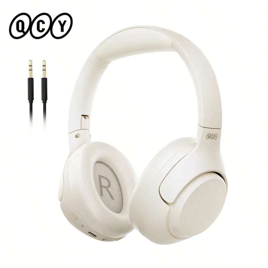 QCY H3 ANC Wireless Headphones Bluetooth 5.4 Hi-Res Audio Over Ear Headset 43dB Hybrid Active Noise Cancellation Earphones 60H - H3-white - View 1