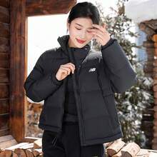 New Balance 女款绗缝外套，休闲运动风，简约设计，舒适保暖，防风，立领，AWJ44306BK - 黑色 - 查看 9