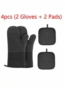 2pcs 2 Packs Thickened Silicone Oven Mitts & Pot Holders, Heat ResistantKitchen Gloves For Baking, Cooking,Non-Slip Insulation Pads