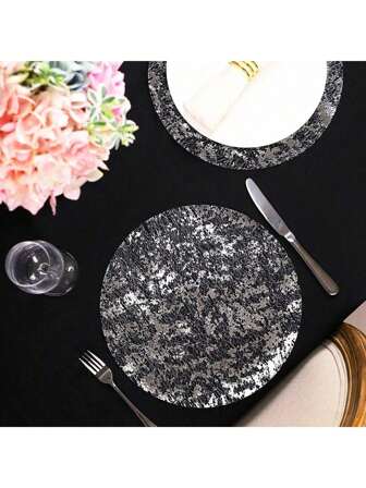 50pcs/Set Metallic Round Disposable Placemats, 13 Inch (Approx. 33.0cm) For Dining Tables, Weddings, Birthdays, Parties, Holidays, Home Decor
