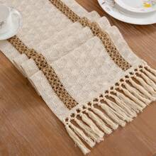 1 pezzo Runner da tavolo bohémien in macramè per decorazioni per la casa, runner da tavolo in macramè color crema e marrone con nappe per il decoro boho di sala da pranzo e camera da letto, rustico per doccia nuziale, runner da tavolo stile fattoria, tovaglietta, decorazioni per la casa per il Ringraziamento e il Natale (disponibile in varie misure)