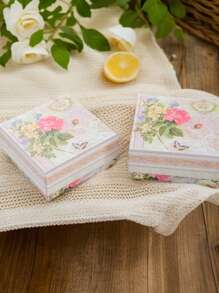 1pc Minimalist Peony Printed Jewelry Gift Box Organizer (Jewelry Not Included) - Multicolor - View 6