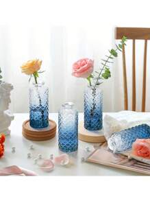 12 件蓝色玻璃花瓶小钻石花瓶中心装饰迷你花瓶桌面装饰中心装饰婚礼、派对、生日招待会家居、乔迁礼物