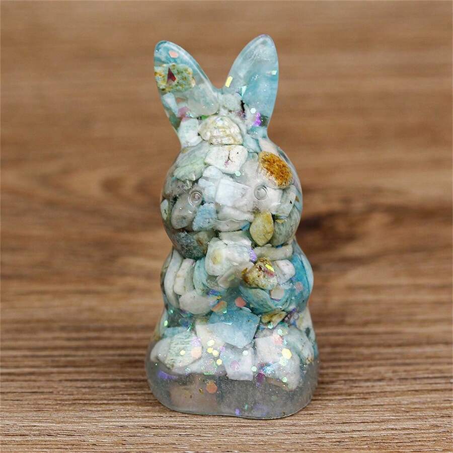 Easter Bunny Ornament, Standing Crystal Rabbit Art Craft Home Decor For Children Room - Green - View 1