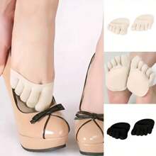 1/2 Pairs Women Anti-Friction Half Palm Five Toe Socks, Sweat Absorbing Sponge Padded, Breathable Half Palm High Heel Inserts