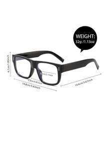 1 Pair Women's Black Square Framed Fashion Glasses, Decorative Non-Prescription Eyewear For Everyday Wear