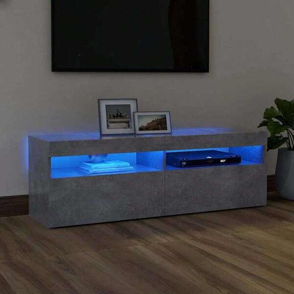 vidaXL Mobile Porta TV con Luci LED Grigio Cemento 120x35x40cm Legno Multistrato Armadio con Led Mobile Salone Mobile con Ante Mobile Sotto TV Consolle TV Mobile Televisore Mobile TV Vetrina