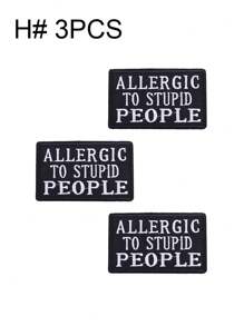 1 套 3/15 件黑白英文字母时尚刺绣补丁矩形贴花服装配饰布贴 DIY 熨烫补丁缝制适用于背包、牛仔裤、夹克、T 恤、帽子、连衣裙等 - 混搭 - 查看 13