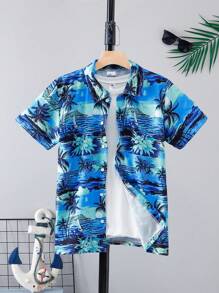 Cămașă hawaiană Aloha, cu mânecă scurtă, ocazională, respirabilă, de vară