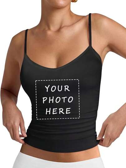 Personalized Pattern--Customized, American Pattern Camisole Women's Vest, Customized Pictures, Add Your Own Text/Picture (Badge Pattern/Company Logo/Family Photo/Selfie/Flower) Design Your Own Personalized Print As A Gift For Your Girlfriend,Stylish,Fashion,Hipster,Casual,Minimal Chic,Personalized,Customized,Custom,Unique,Guy Costumes,Capsule Wardrobe,Men Basic/Street Style,Ideal Gifts For Him,Boyfriend,Family,Friends,For Birthdays,For Vacation/Holiday,For School/Competition,For Sports/Climbing,Customized Women Active Tops,Easy Comfort