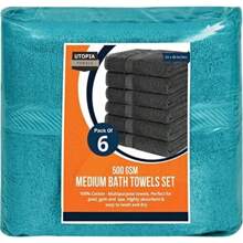 Pack Of 6 Cotton Bath Towels 24x48" Pool Gym Towels Utopia Towels - Turquoise - View 6